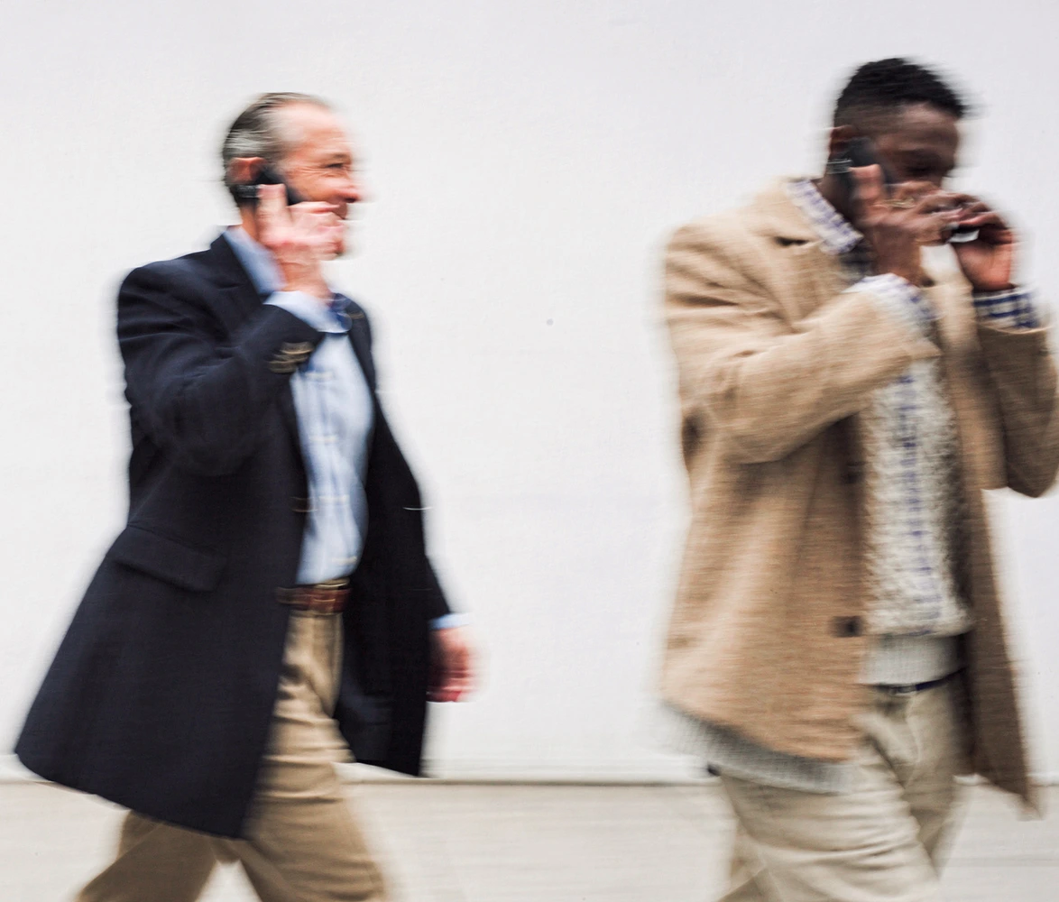 two chartering professionals outside an office