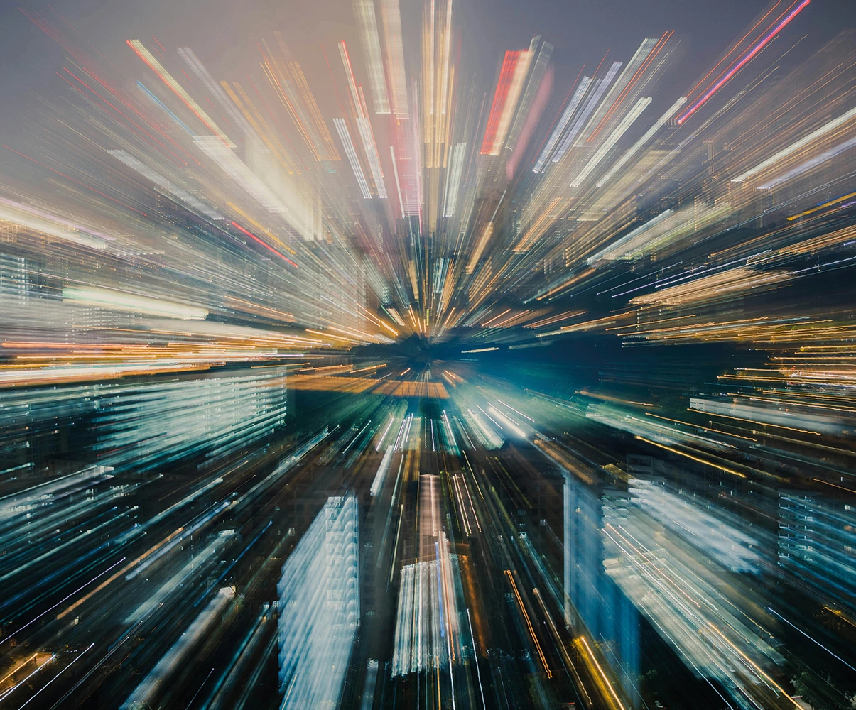 Motion blur of city lights