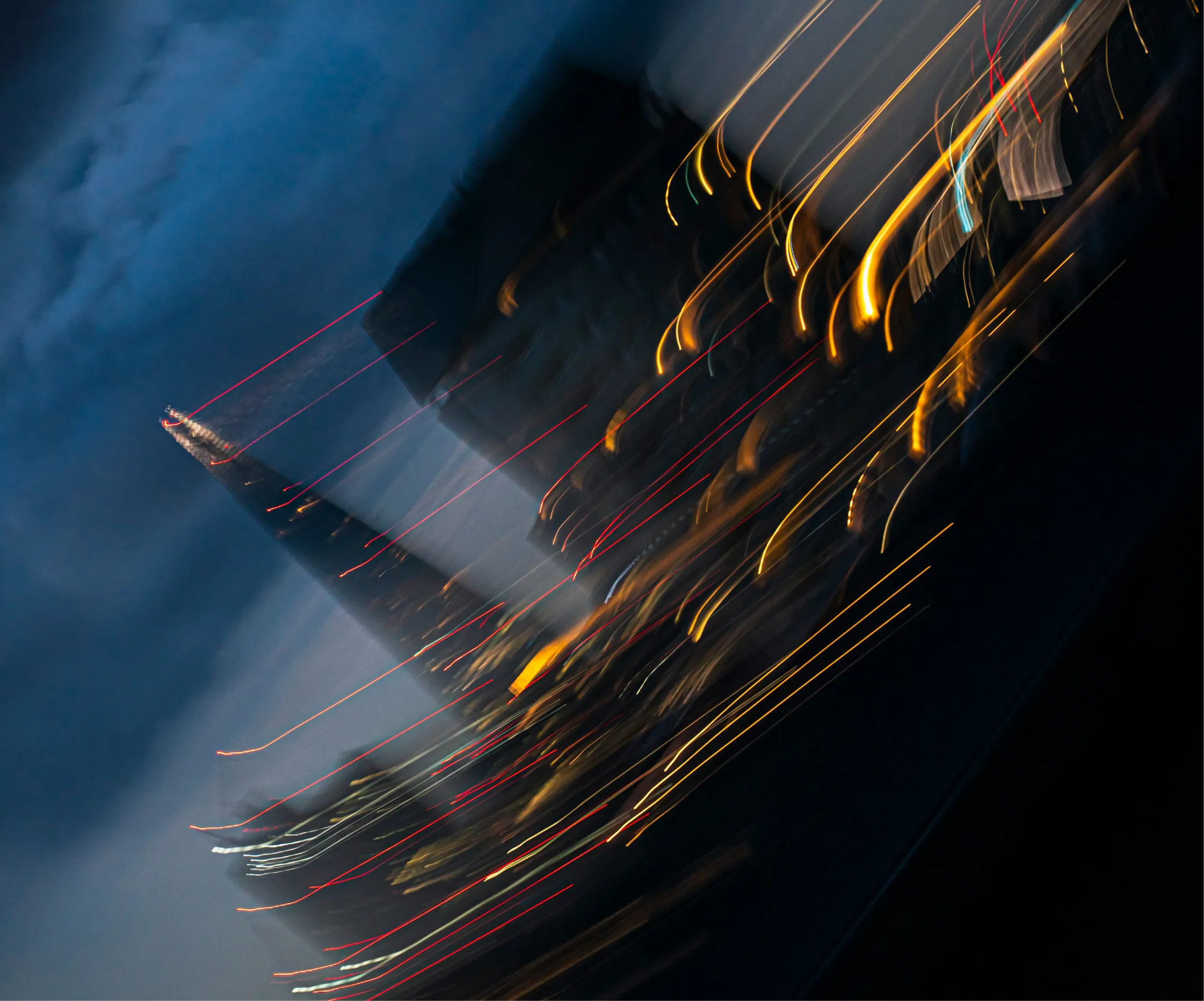 Abstract motion blur of city lights at night